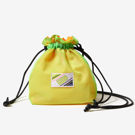 ILLLIFT DOUBLE MESH KINCHAKU SHOULDER BAG GREEN/ORANGE